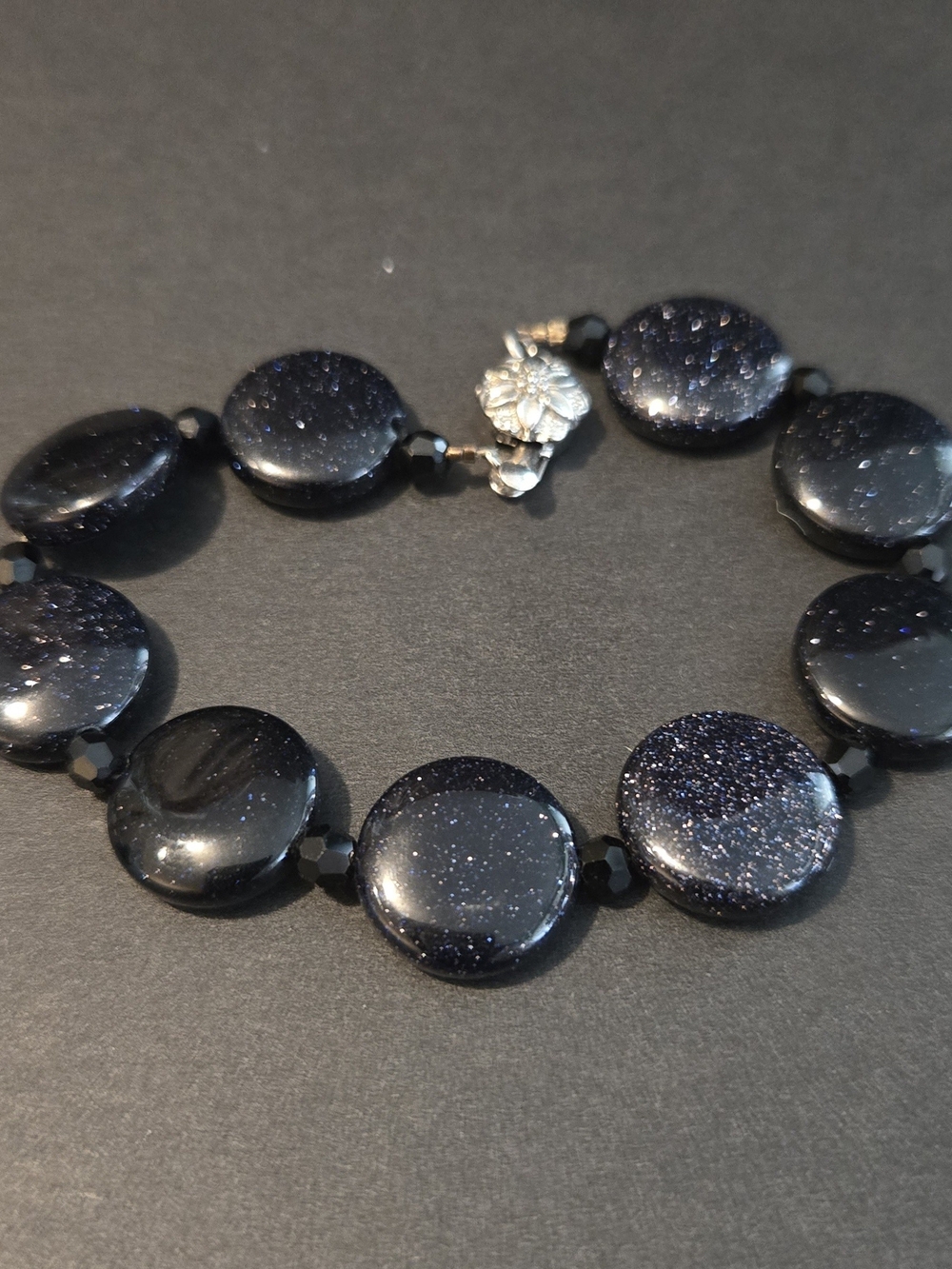 ✨ Handmade Blue Sandstone Beaded Bracelet Galaxy Sparkle✨️